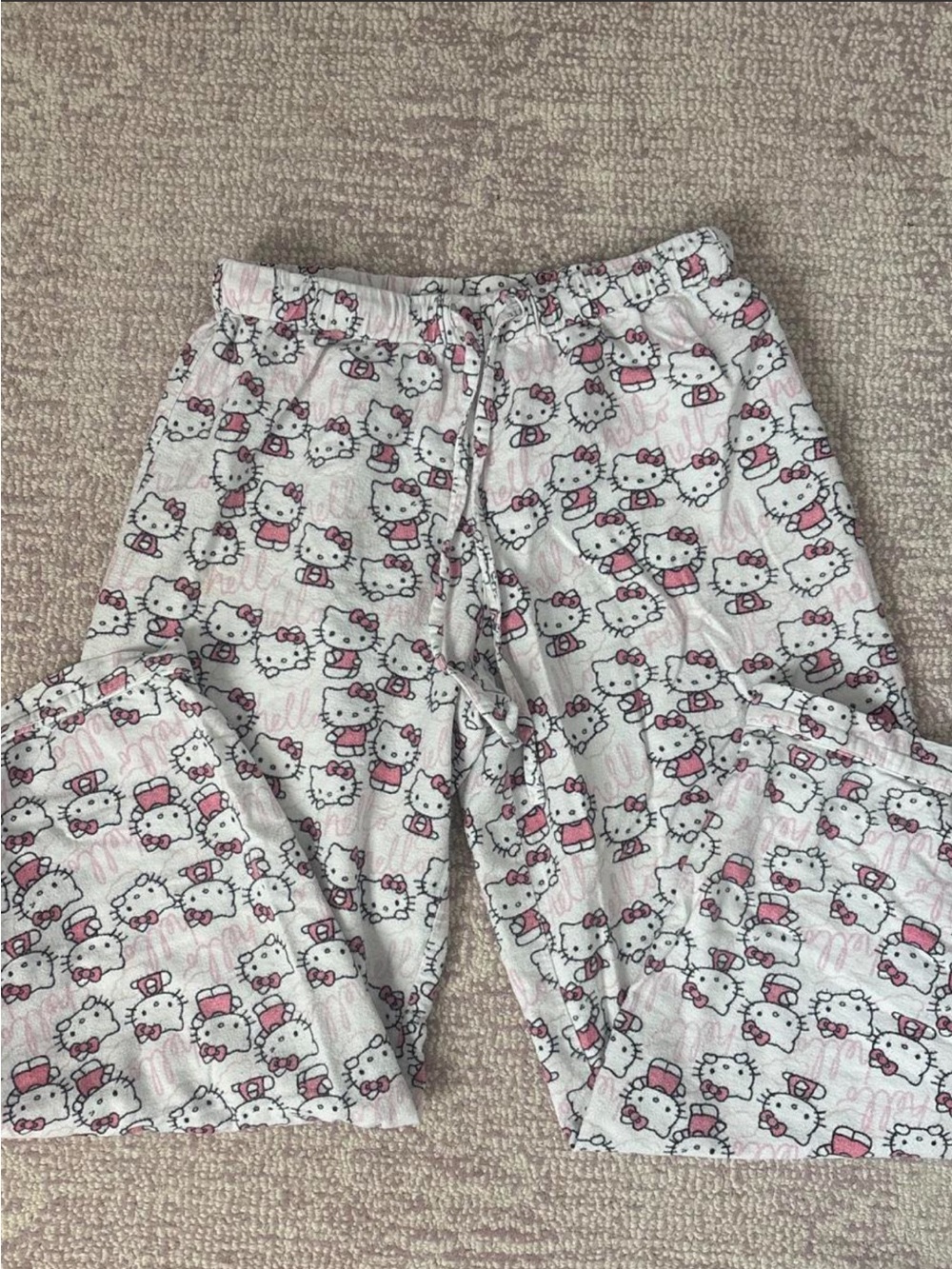 Hello Kitty White and Pink Pajama Pants Size L price is firm